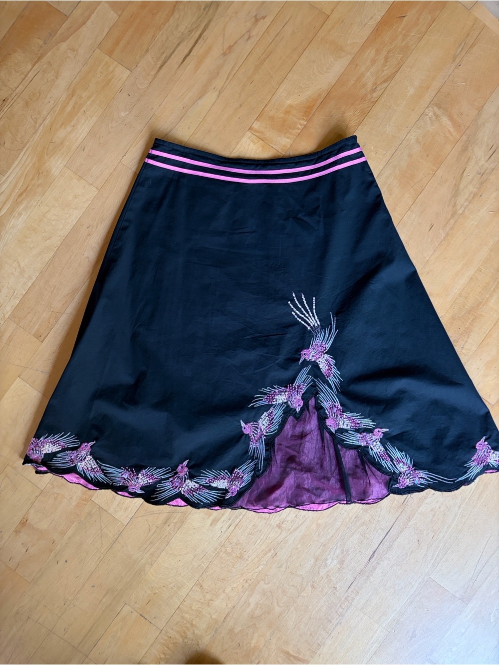 Basil and Maude Whimsical Glam Skirt Anthropologie Embroidered Sequins Net Sz. 8